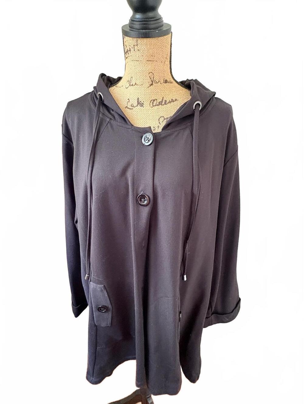 Christian Siriano Black Hooded Coat Jacket 3X Plus Size from Hollywood